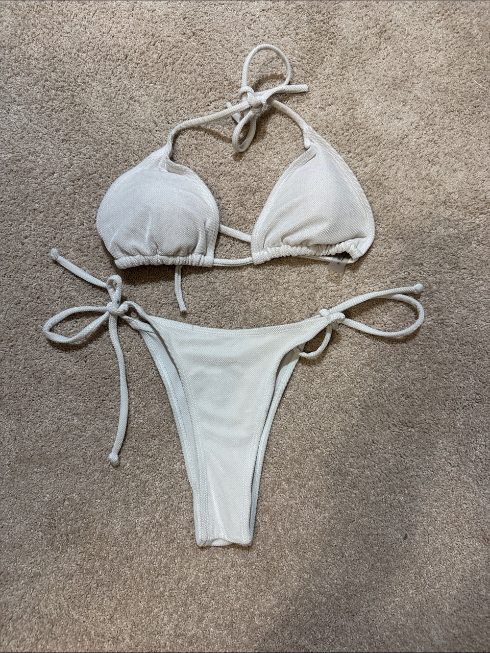 SHEIN White Triangle Tie-Side Bikini